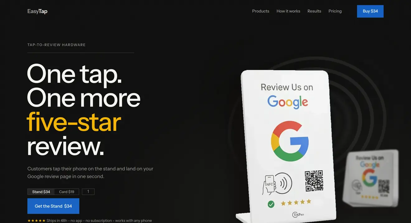The EasyTap product page, built by Gorb Studio